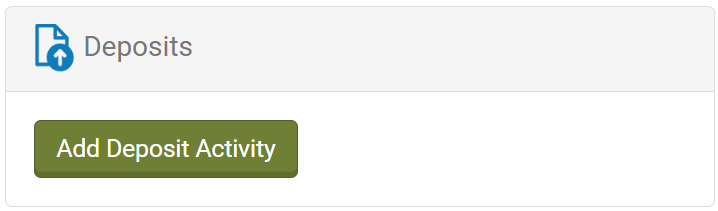 Screenshot: "Add Deposit Activity"-Button in Rosetta