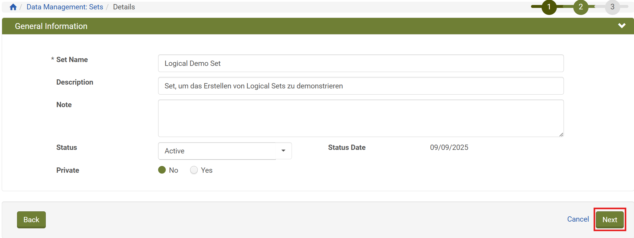 Logical Set: General Details