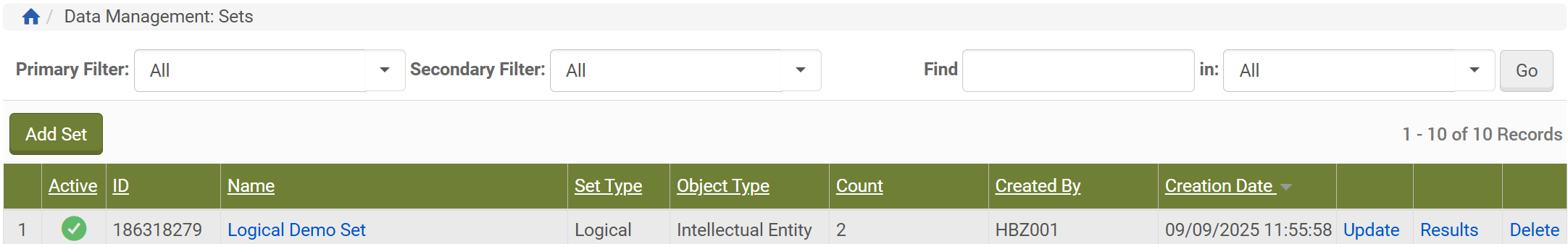 Übersicht: Logical Set