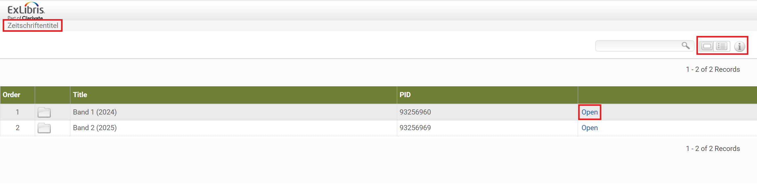 Screenshot: Collection Viewer mit zwei weiteren Collections