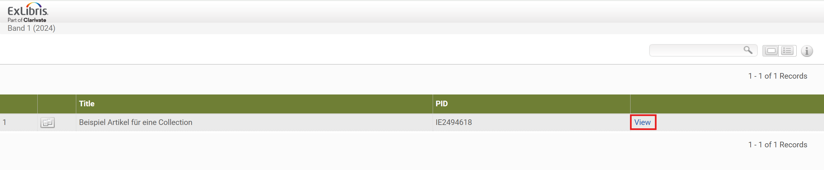 Screenshot: Collection Viewer mit einer IE