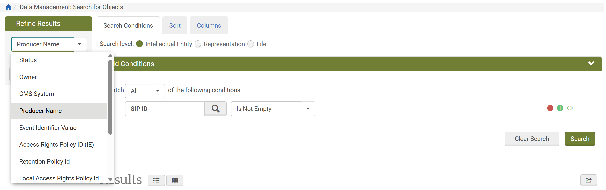 Screenshot: Nach Facetten filtern