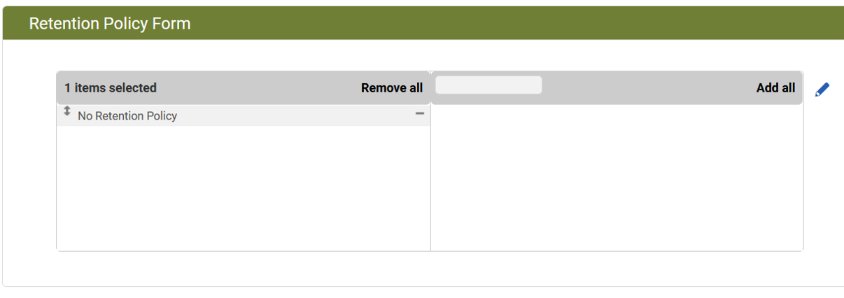 Screenshot: Retention Policy in Rosetta auswählen