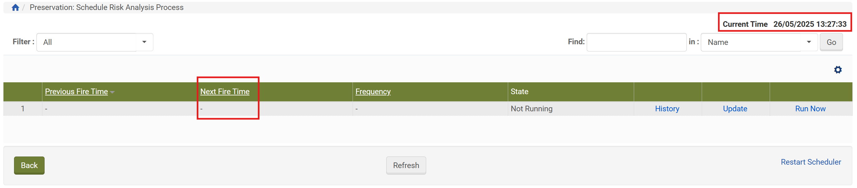 Ansicht nach Klick auf Refresh