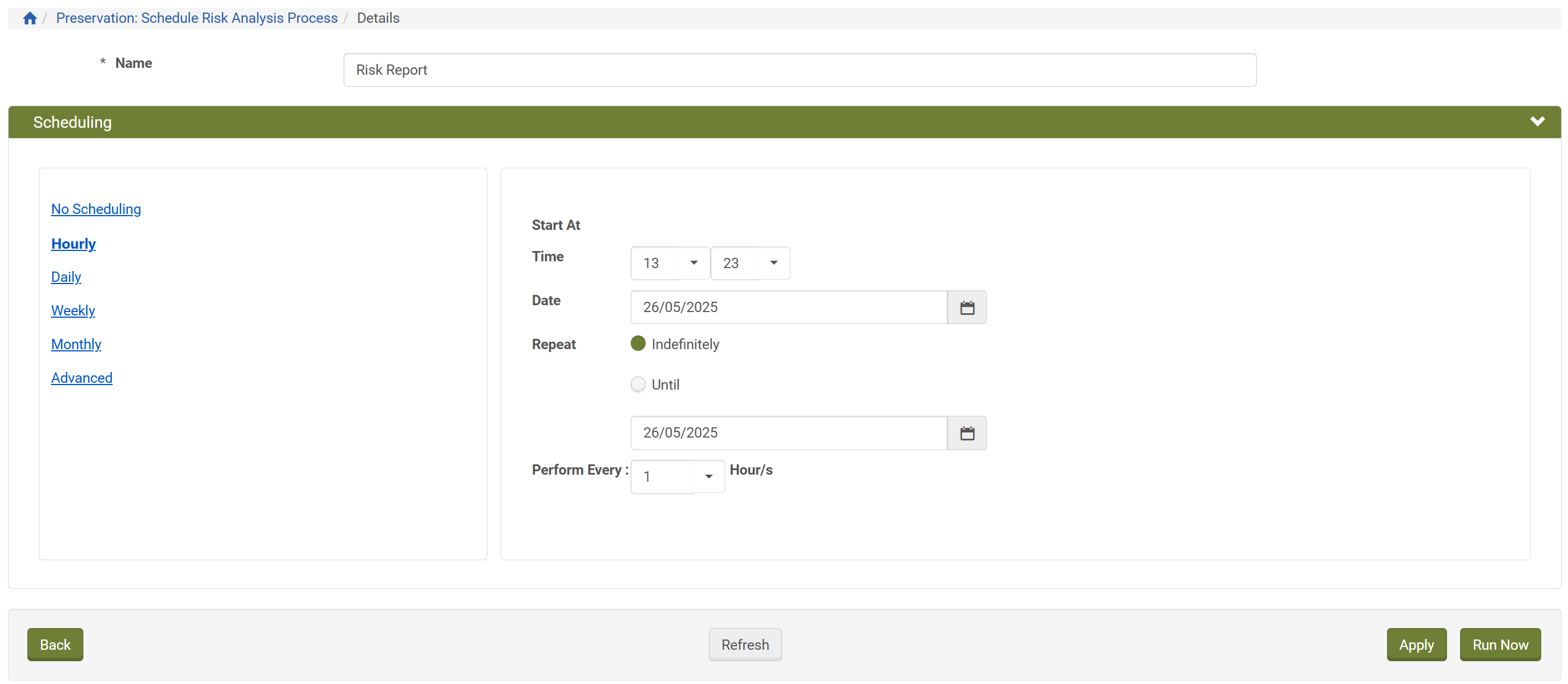 Risk Analysis Process Scheduling